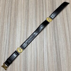 Vintage Paloma Picasso Black 100% Leather Belt W/ Iconic Gold “X” Symbol Italy